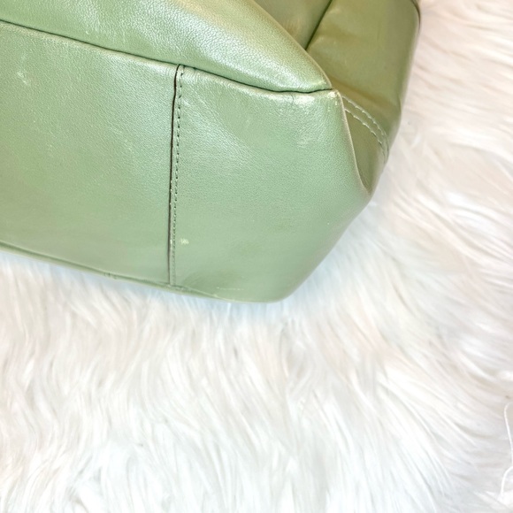 Coach East West Green Leather Tote Shoulder Bag - Picture 7 of 13